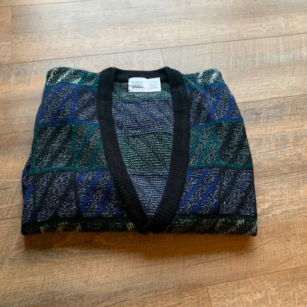 90'S ROBERT BRUCE Wool Knit Cardigan Made in USA Men's L Size Vintage /eaa498036